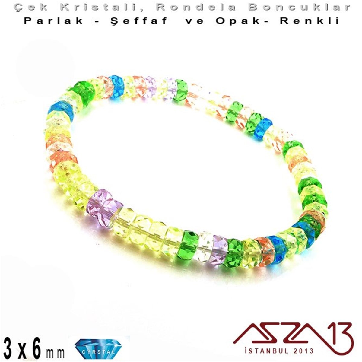 Çek  Kristal BoncuklarBONCUK ve TAŞPreciosaÇek Kristal Rondela Boncuk - 3x6 mm - Karışık Renk (Springflower) - 60 Adet