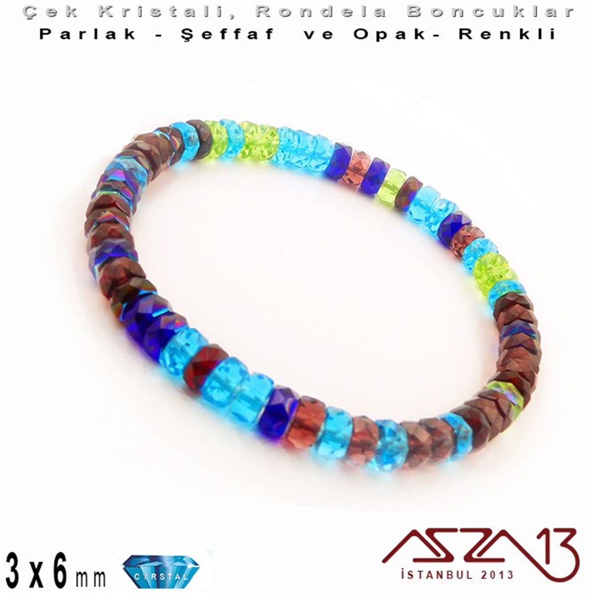 Çek  Kristal BoncuklarBONCUK ve TAŞPreciosaÇek Kristal Rondela Boncuk - 3x6 mm - Karışık Renk (Gemstones) - 60 Adet