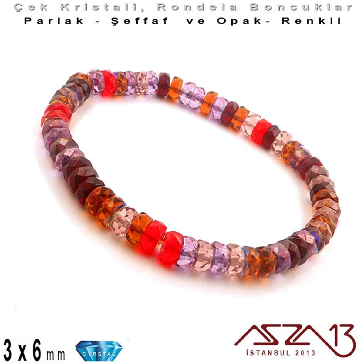 Çek  Kristal BoncuklarBONCUK ve TAŞPreciosaÇek Kristal Rondela Boncuk - 3x6 mm - Karışık Renk (Vineyard) - 60 Adet