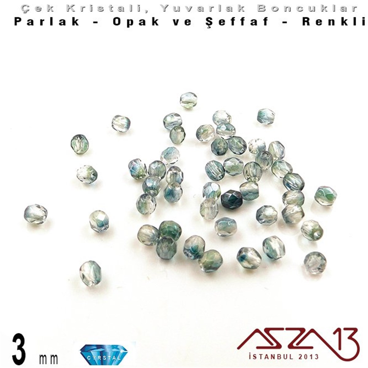 Çek Kristal BoncukBONCUK ve TAŞMarkasızÇek Kristal Boncuk - Fire Polish - Yuvarlak - 3 mm - Indian Sapphire AB - 48 Adet