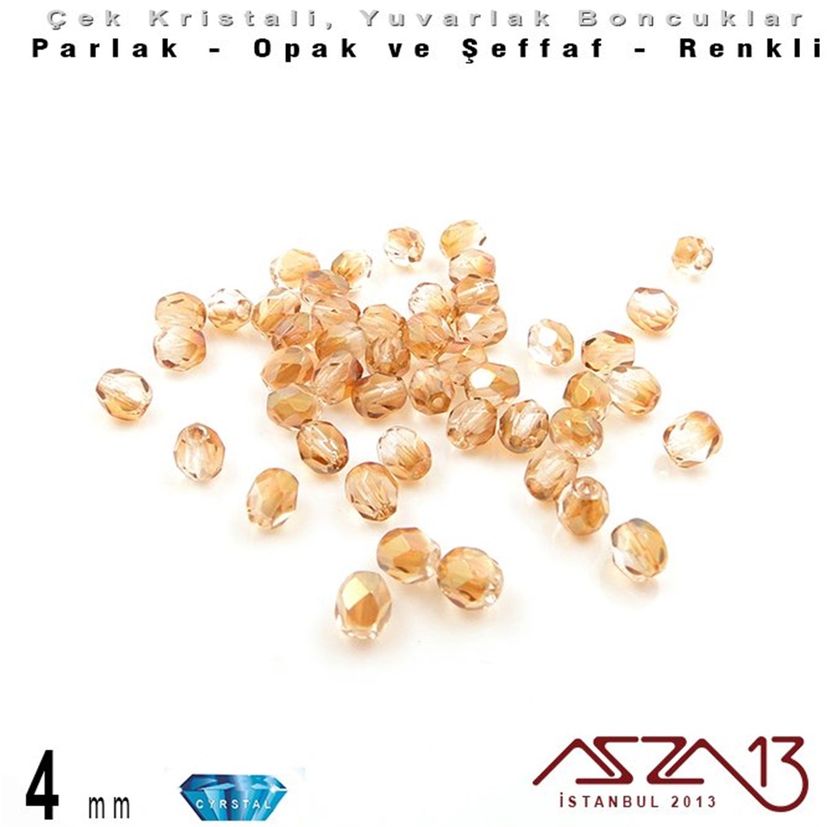 Çek Kristal BoncukBONCUK ve TAŞMarkasızÇek Kristal Boncuk - Fire Polish - Yuvarlak - 4 mm - Light Topaz - 48 Adet