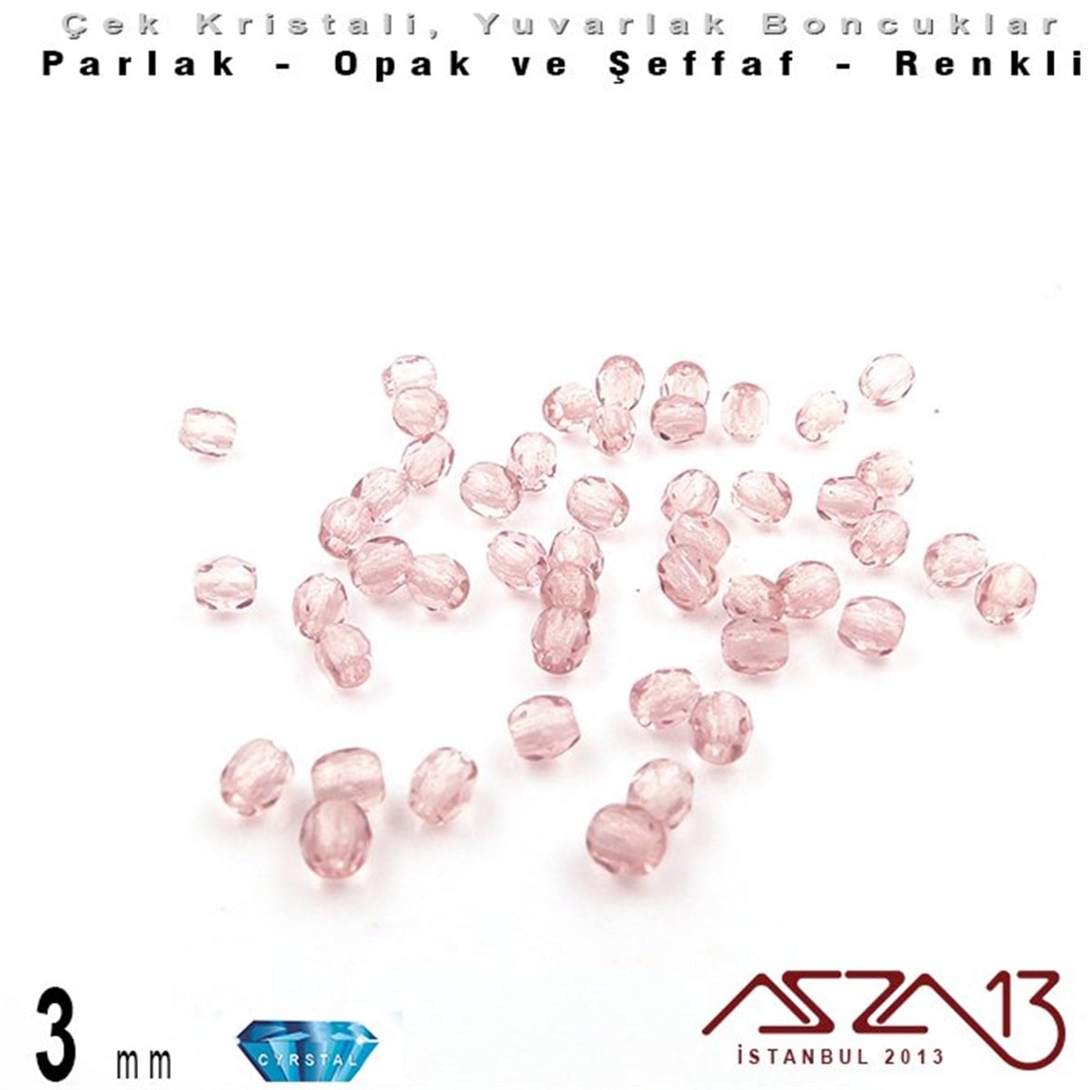 Çek Kristal BoncukBONCUK ve TAŞMarkasızÇek Kristal Boncuk - Fire Polish - Yuvarlak - 3 mm - Light Violet - 48 Adet