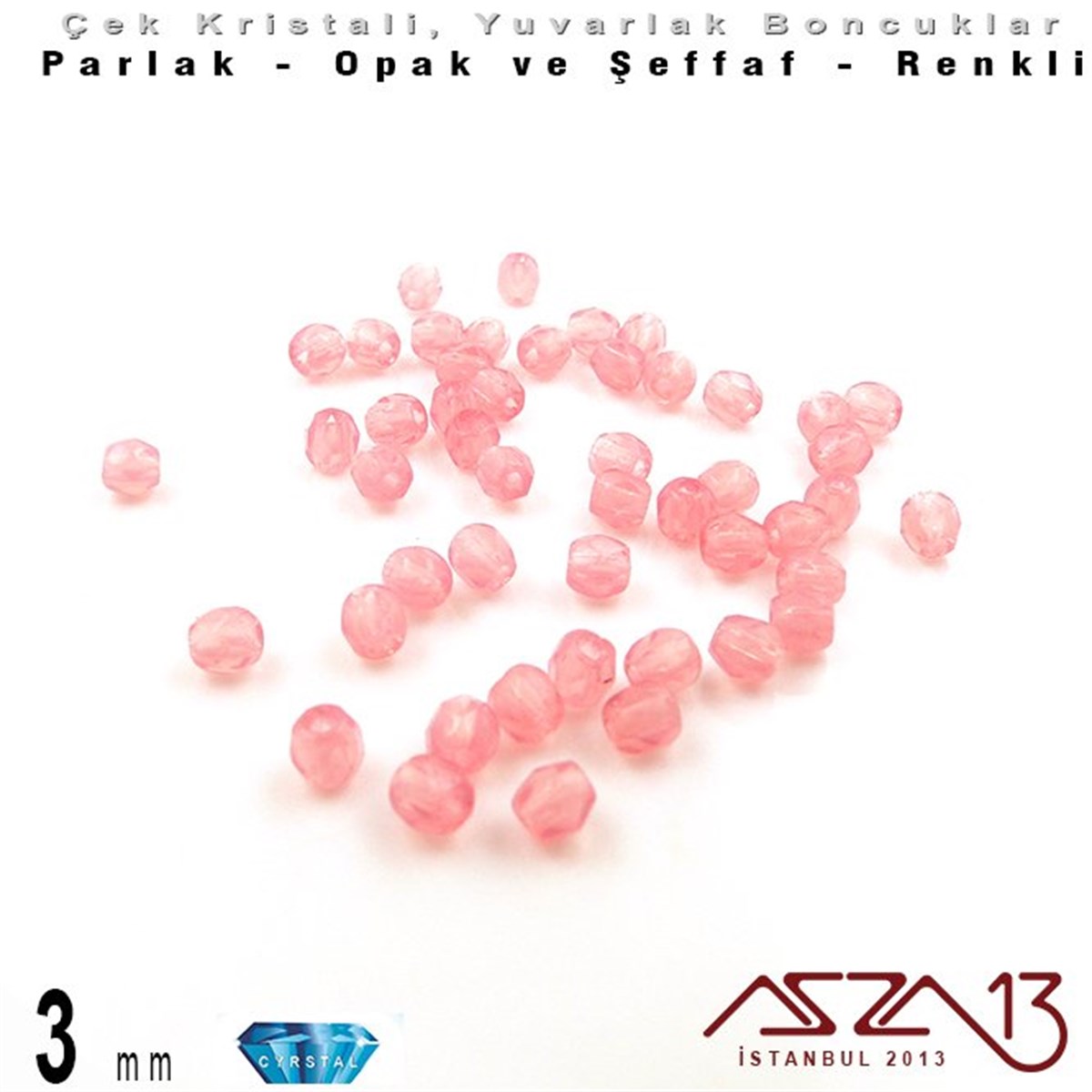 Çek Kristal BoncukBONCUK ve TAŞMarkasızÇek Kristal Boncuk - Fire Polish - Yuvarlak - 3 mm - Light Pink - 48 Adet
