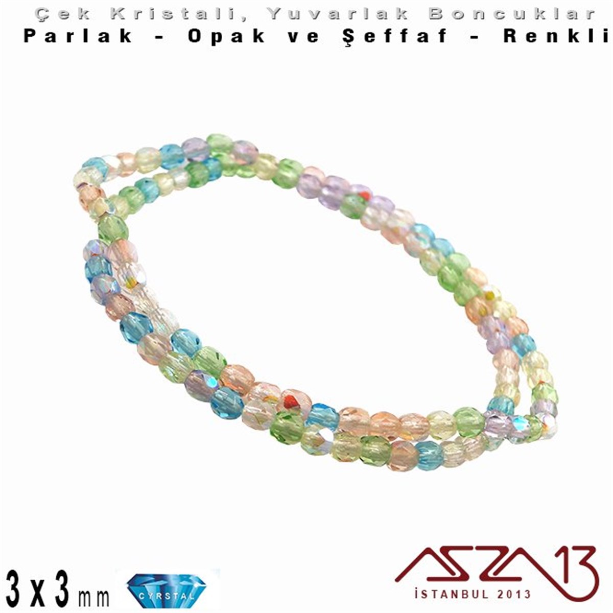 Çek Kristal BoncuklarBONCUK ve TAŞPreciosaÇek Kristal Yuvarlak Boncuk - 3 mm - Karışık Renk (Springflower) - 100 Adet