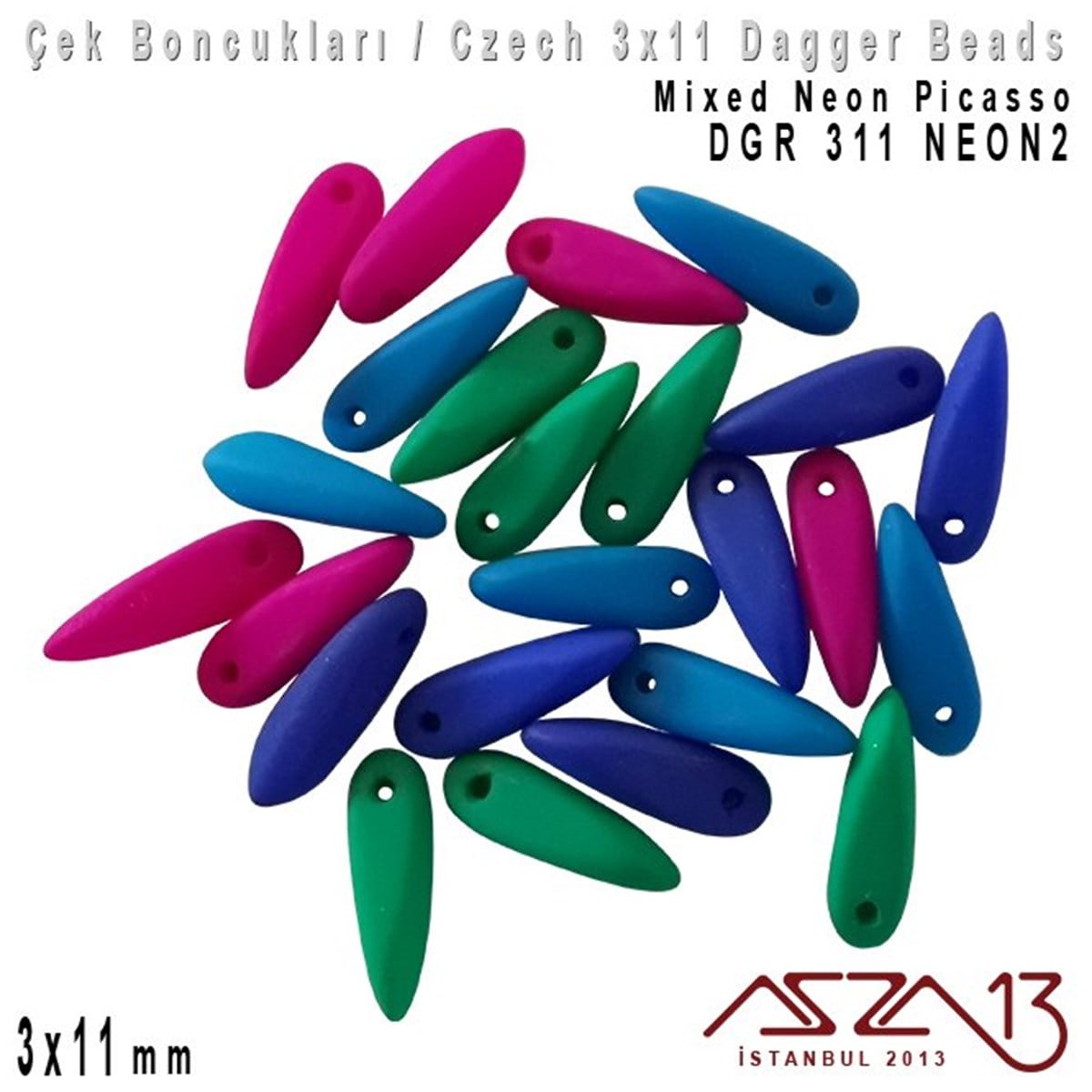 Dagger BoncukÇek BoncuklarıMarkasızDagger Boncuk - 3x11 mm - DGR*311NEON2 / 24 Adet