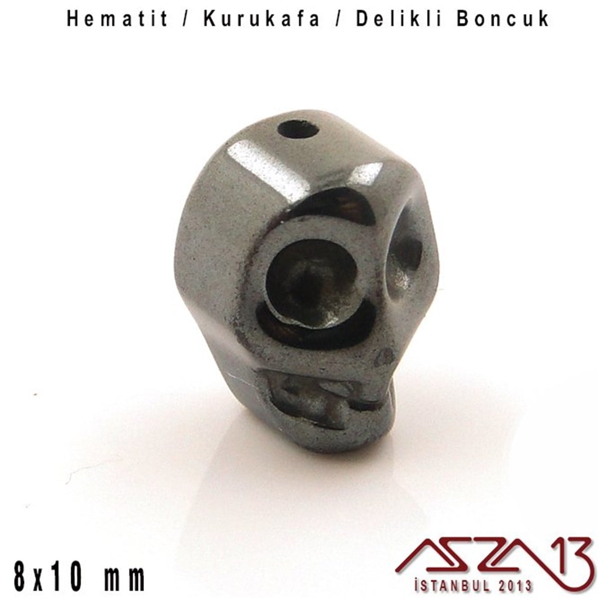 Dekoratif BoncukBONCUK ve TAŞMarkasız8x10 mm - Hematit - Kurukafa - Delikli Boncuk / 1 Adet