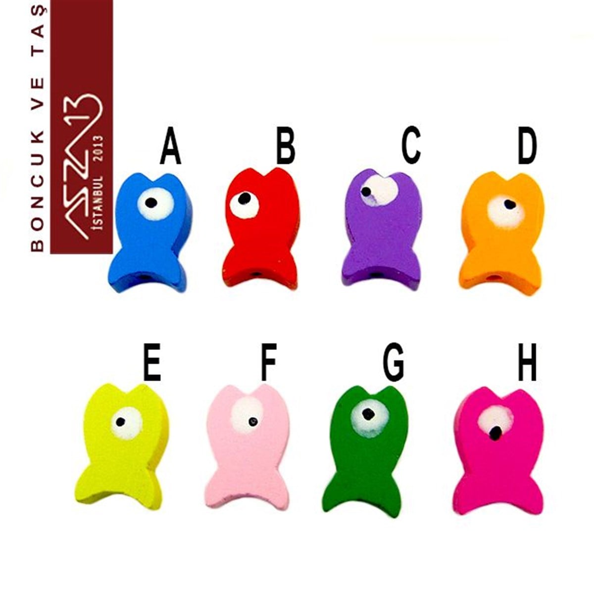 Dekoratif BoncukBONCUK ve TAŞMarkasızBalık 13x20 mm, Ahşap Boncuk (4,6 Gr) / Paket İçeriği 6 Adet