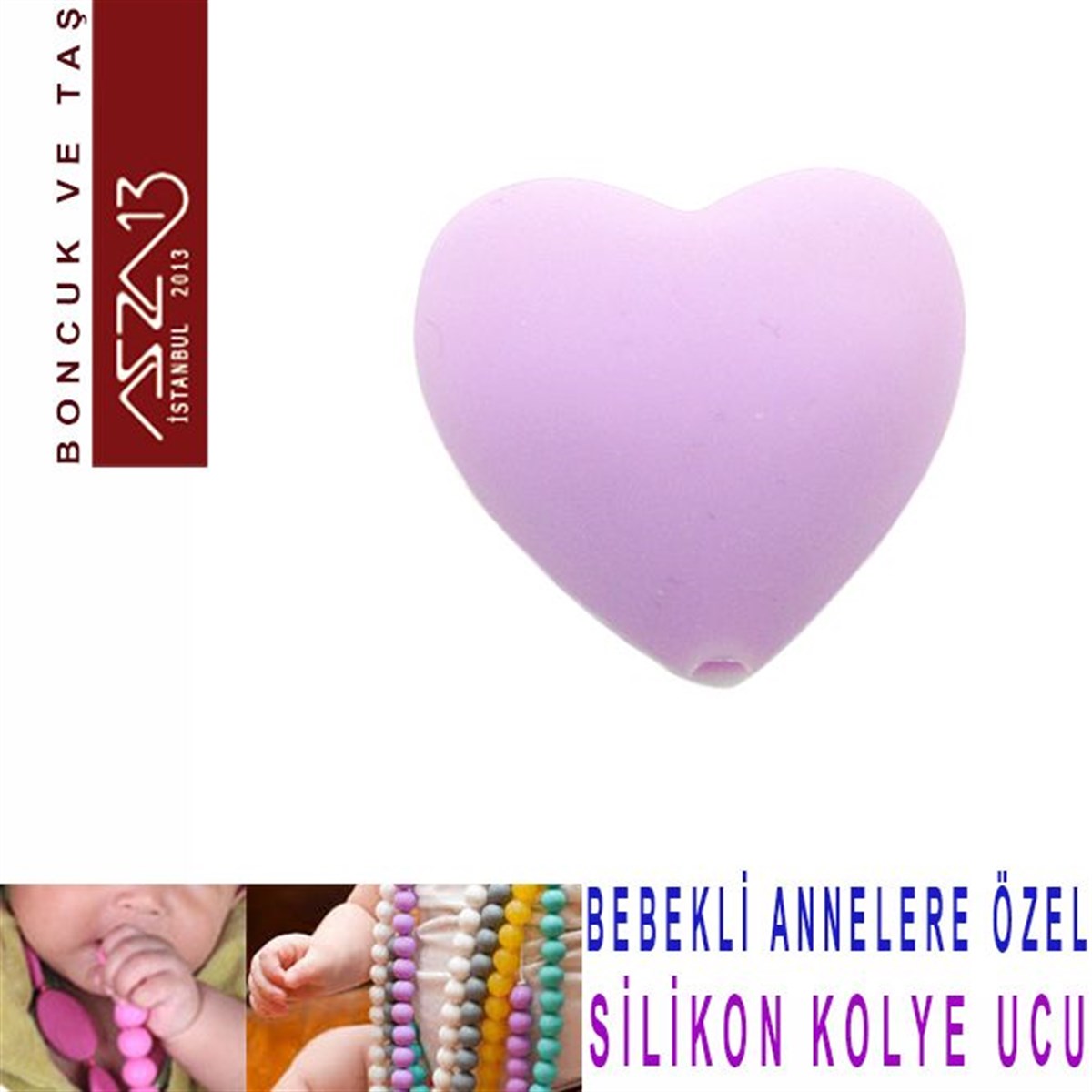 Dekoratif BoncukBONCUK ve TAŞMarkasızEflatun Silikon 19x20 mm Kalp Boncuk / Paket İçeriği 1 Adet