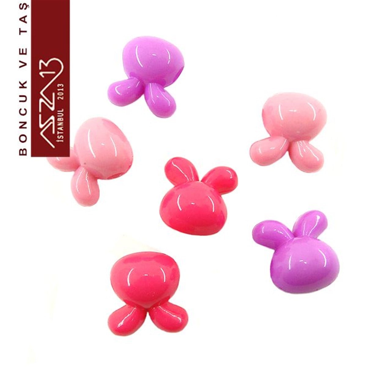 Dekoratif BoncukBONCUK ve TAŞMarkasızPembe-Kırmızı-Mor, Akrilik, 16x16 mm Tavşan Boncuk (10 gr) / Paket İçeriği 6 Adet