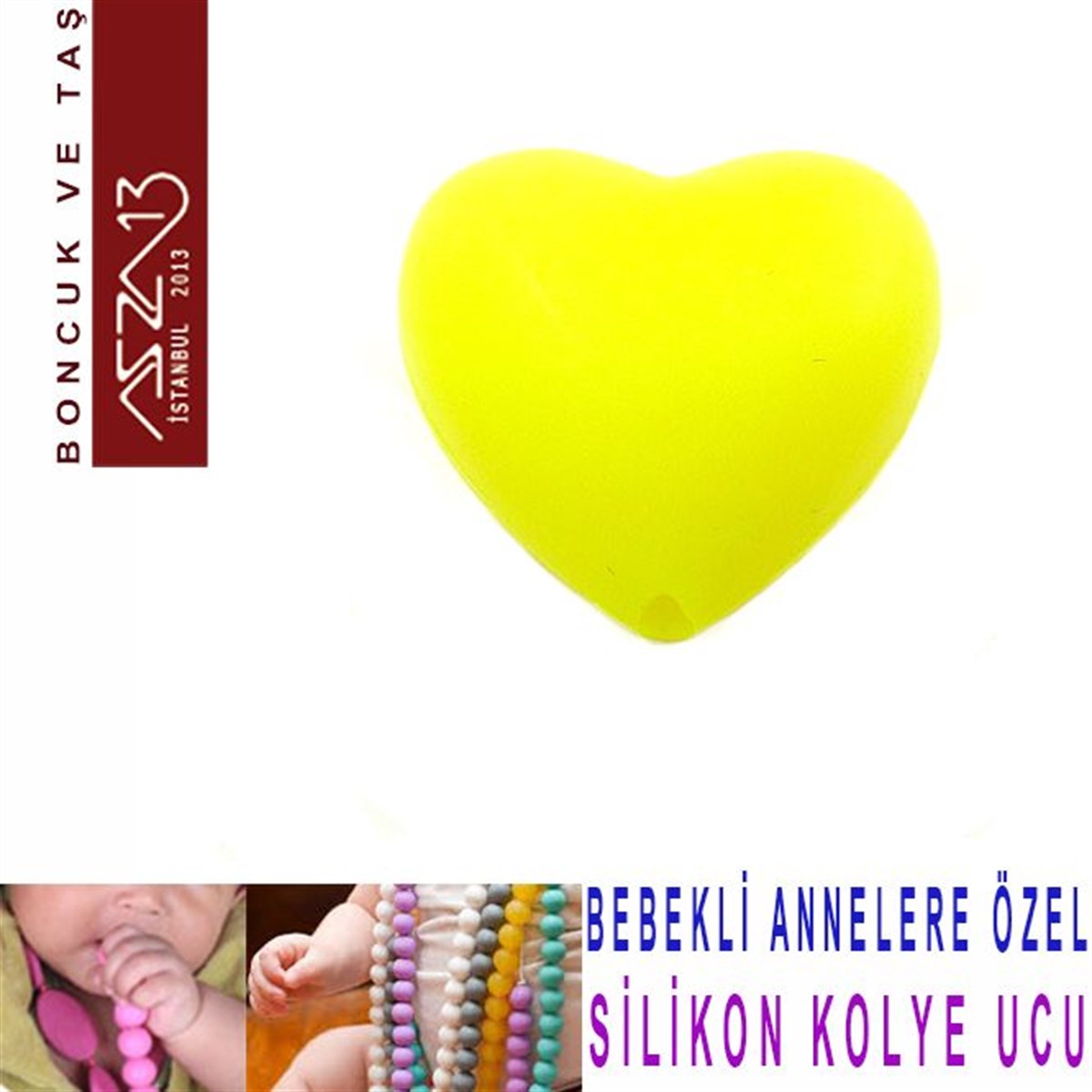 Dekoratif BoncukBONCUK ve TAŞMarkasızSarı Silikon 19x20 mm Kalp Boncuk / Paket İçeriği 1 Adet