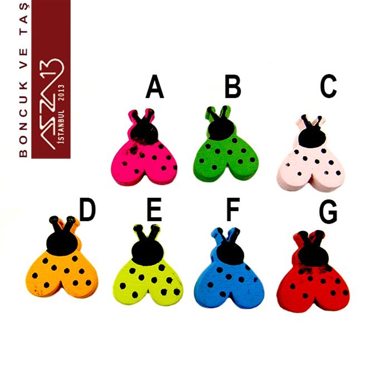 Dekoratif BoncukBONCUK ve TAŞMarkasızUğur Böceği 17x20 mm, Ahşap Boncuk (3,0 Gr) / Paket İçeriği 6 Adet