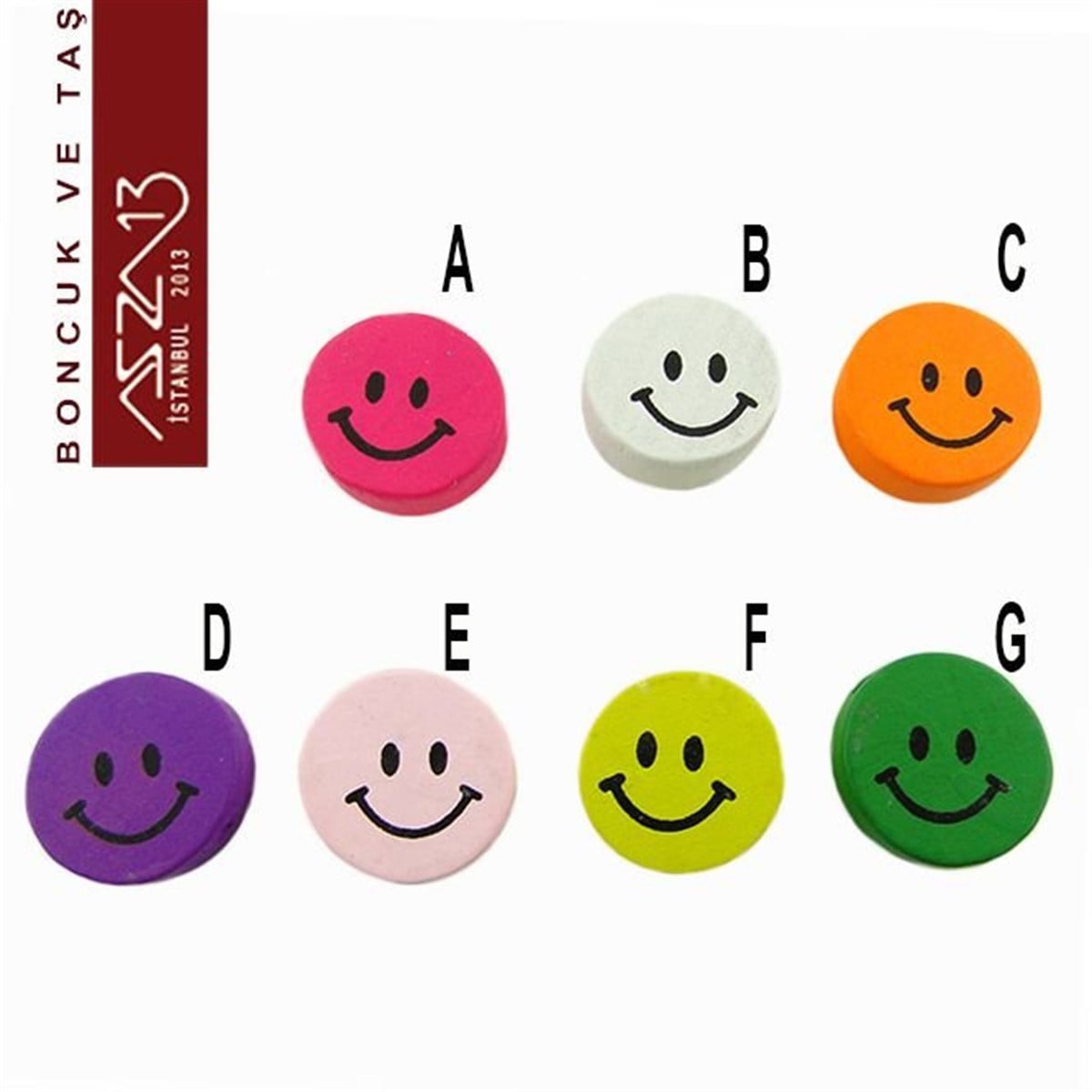 Dekoratif BoncukBONCUK ve TAŞMarkasızYuvarlak 20 mm, Gülen Yüz Desenli Ahşap Boncuk (6,0 Gr) / Paket İçeriği 4 Adet