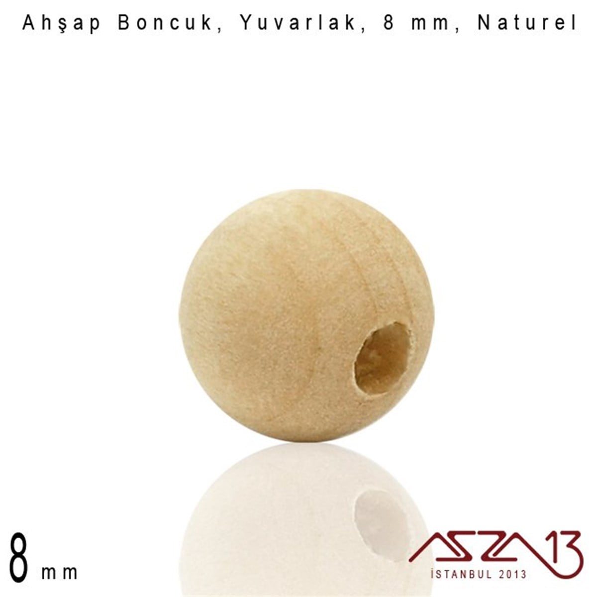 Dekoratif BoncukBONCUK ve TAŞMarkasızYuvarlak 8 mm, Naturel Sandal Ağacı, Ahşap Boncuk / Paket İçeriği 20 Adet