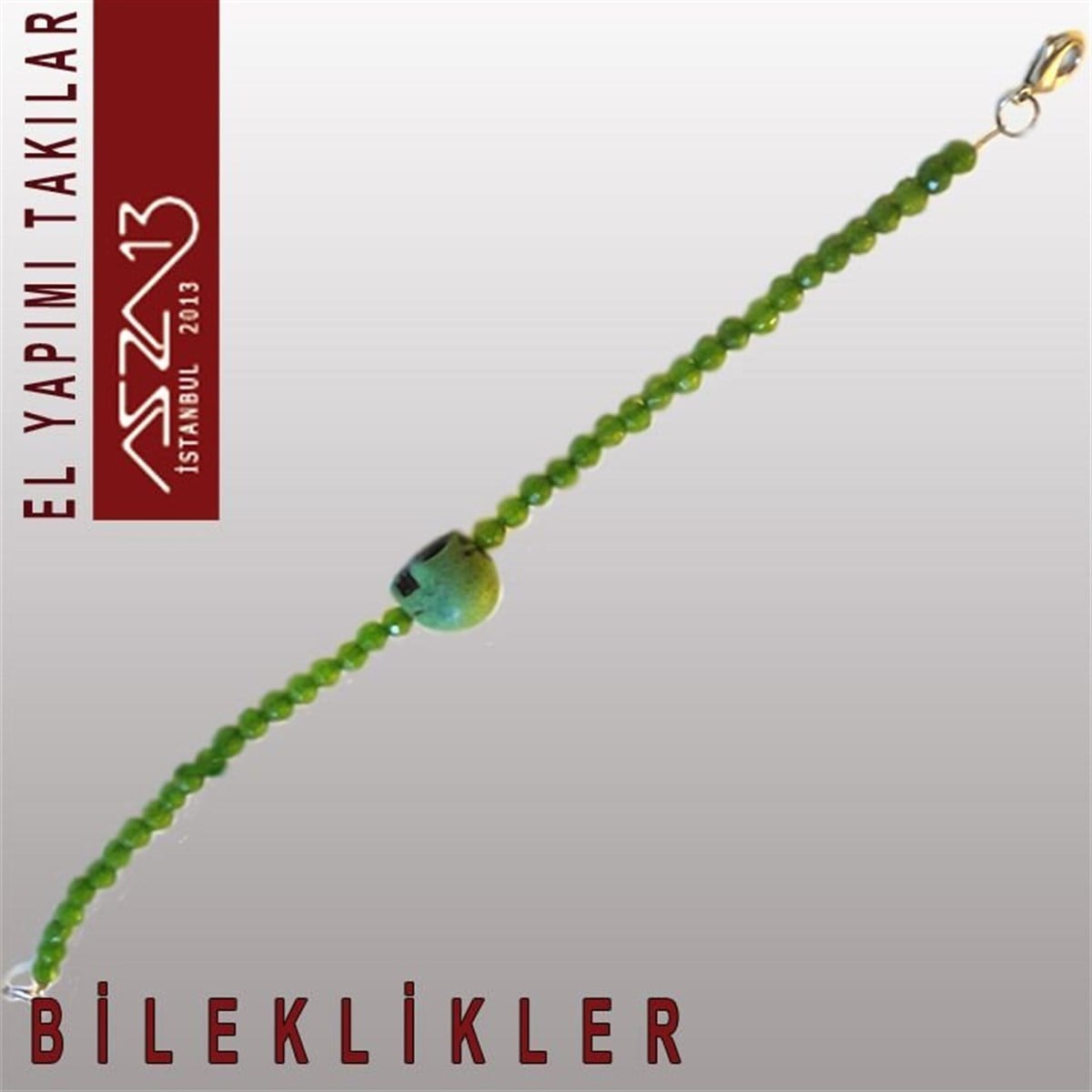 El Yapımı Boncuklu ve Yarı Değerli Taşlı BilekliklerTAKIMarkasızKurukafa Figürlü Yarı Değerli Taşlı Bileklik
