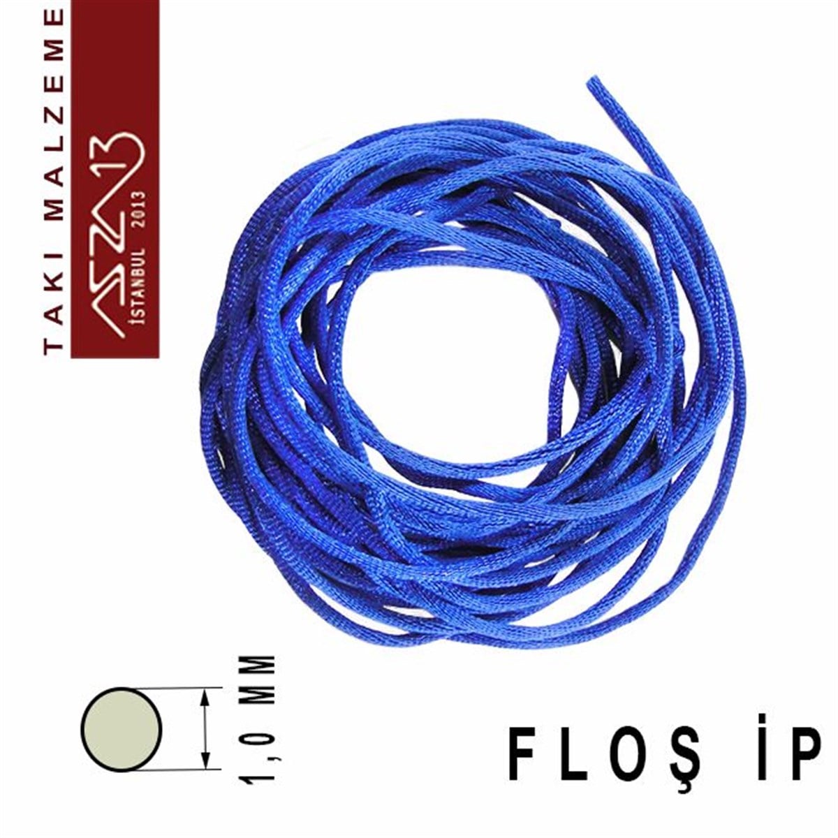 Floş İpler (Rattail Satin Cord)İp, Kordon, MisinaMarkasızKobalt Mavi 1,00 mm Floş İp / Paket İçeriği 3 m