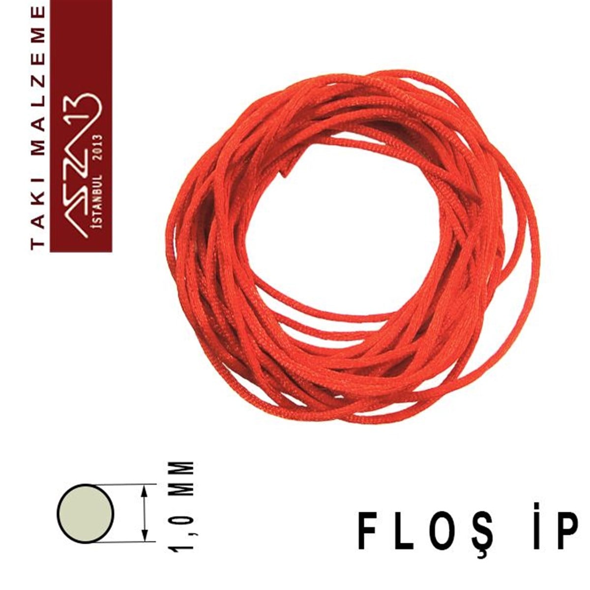 Floş İpler (Rattail Satin Cord)İp, Kordon, MisinaMarkasızKırmızı 1,00 mm Floş İp / Paket İçeriği 3 m
