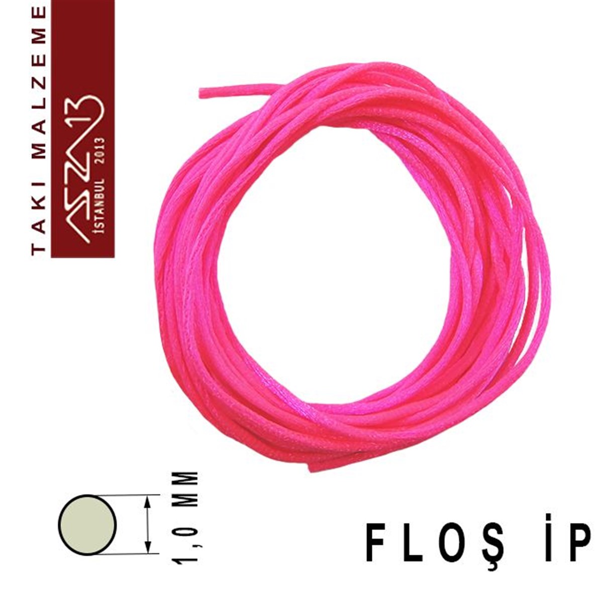 Floş İpler (Rattail Satin Cord)İp, Kordon, MisinaMarkasızNeon Pembe 1,00 mm Floş İp / Paket İçeriği 3 m