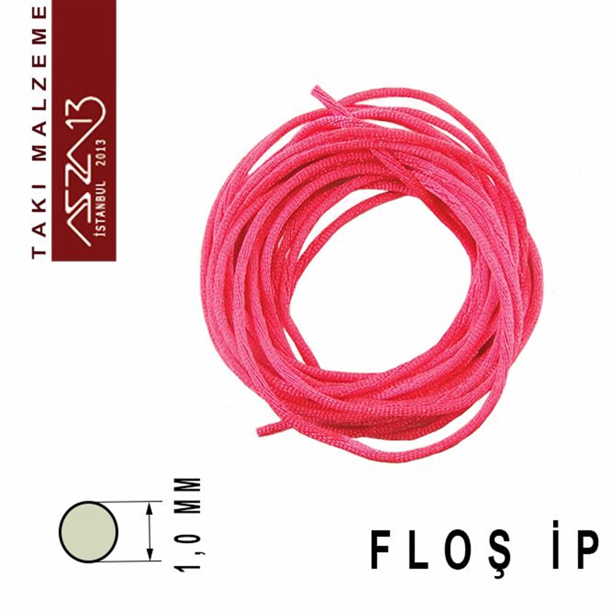 Floş İpler (Rattail Satin Cord)İp, Kordon, MisinaMarkasızPembe 1,00 mm Floş İp / Paket İçeriği 3 m