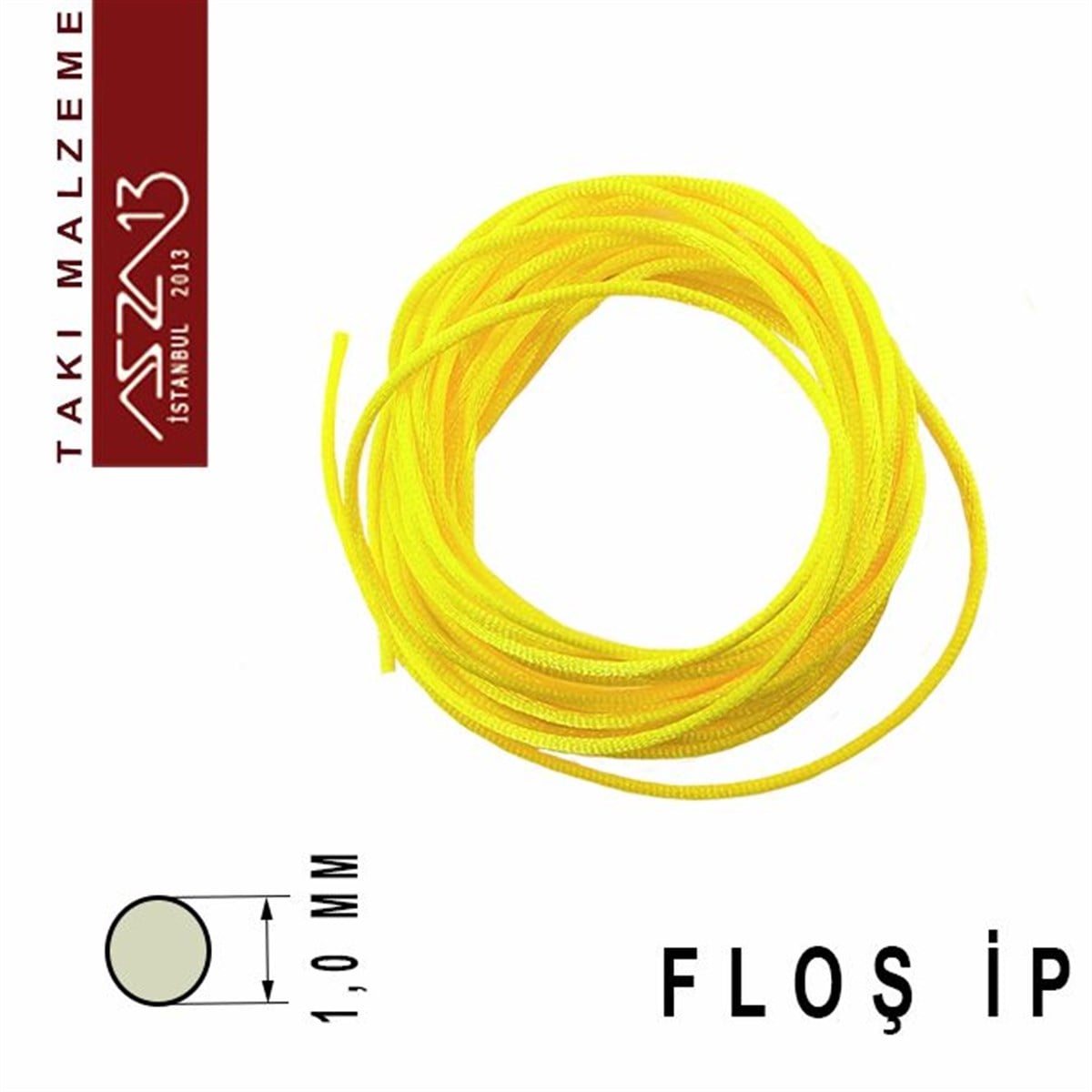 Floş İpler (Rattail Satin Cord)İp, Kordon, MisinaMarkasızSarı 1,00 mm Floş İp / Paket İçeriği 3 m