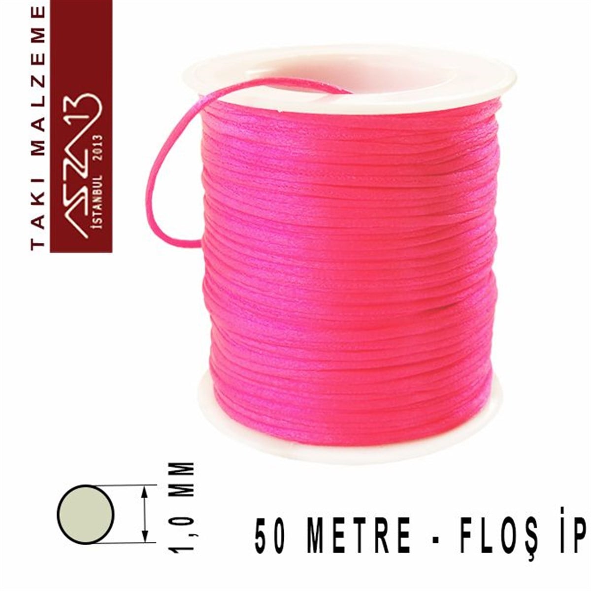 Floş İpler (Rattail Satin Cord)İp, Kordon, MisinaMarkasızNeon Pembe 1,00 mm Floş İp / Paket İçeriği 50 m
