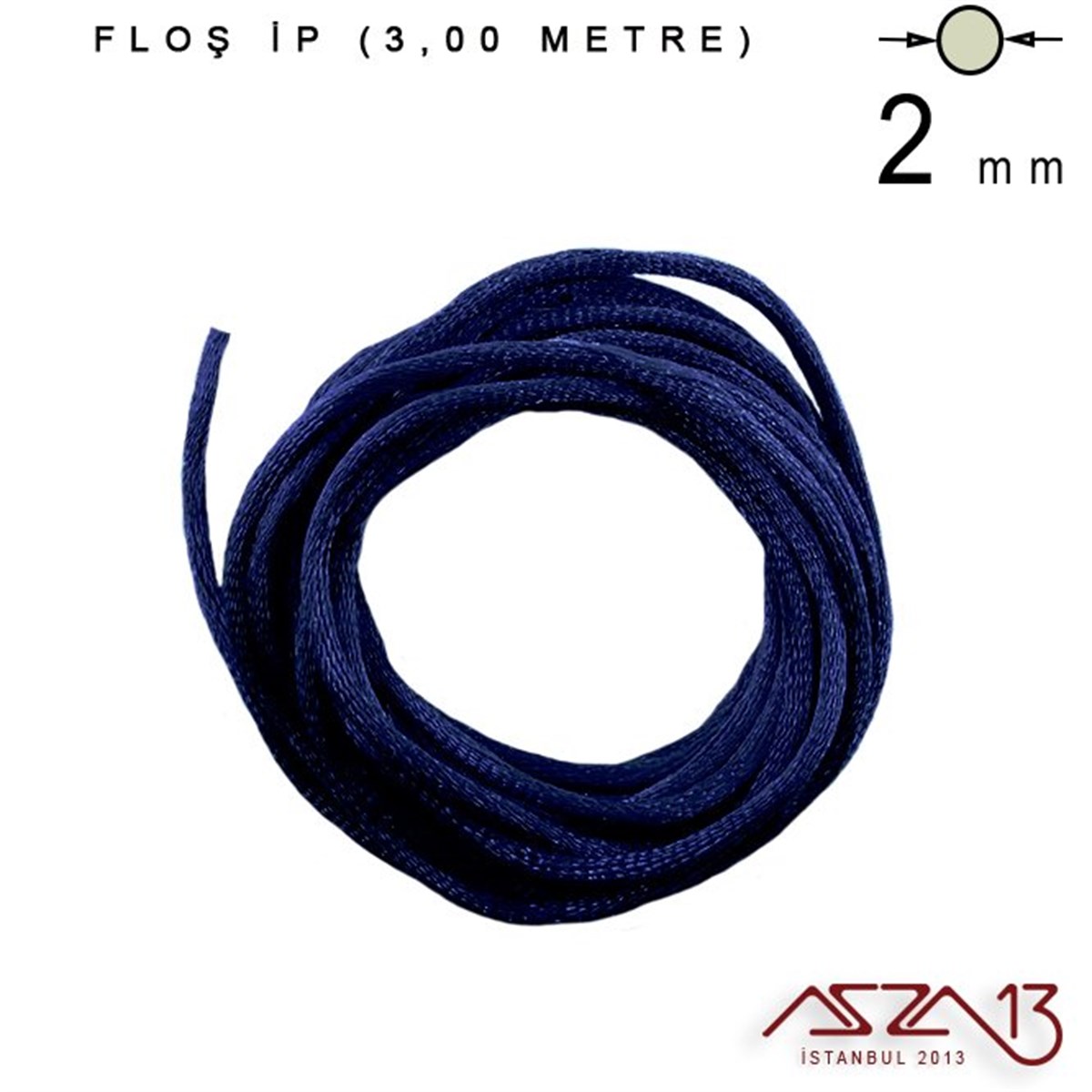 Floş İpler (Rattail Satin Cord)İp, Kordon, MisinaMarkasızRoyal Mavi - 2,00 mm - Floş İp / 3 Metre