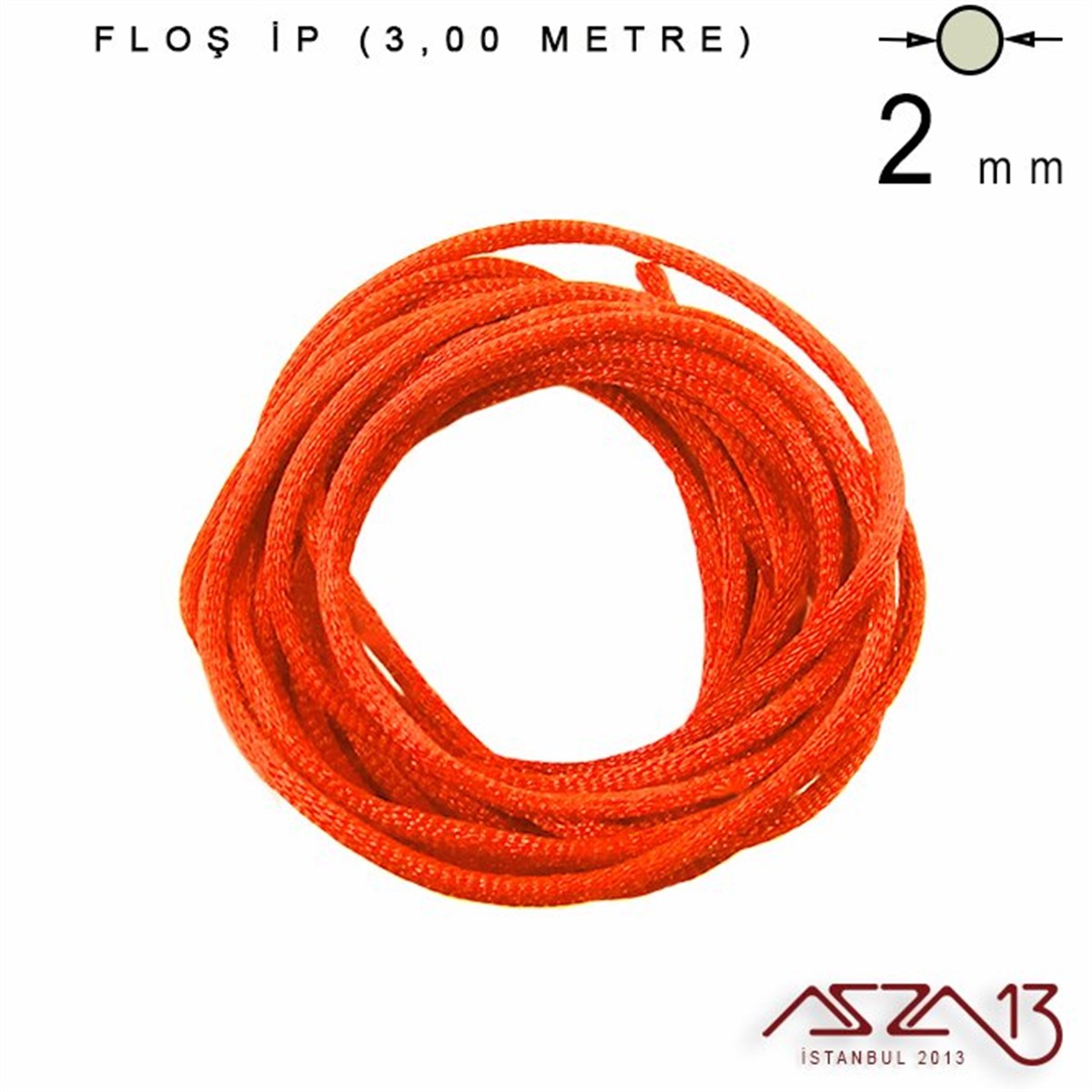Floş İpler (Rattail Satin Cord)İp, Kordon, MisinaMarkasızTuruncu - 2,00 mm - Floş İp / 3 Metre