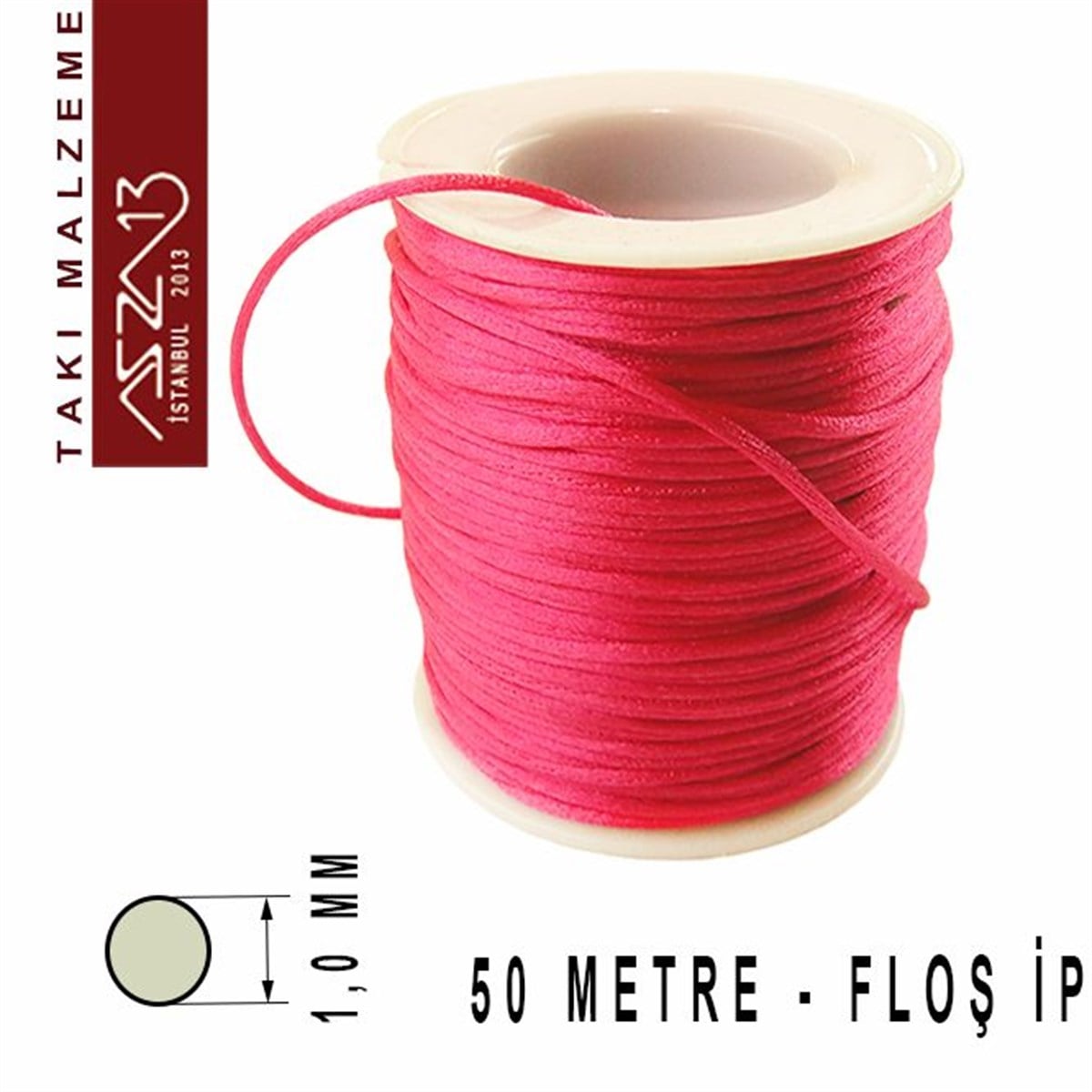 Floş İpler (Rattail Satin Cord)İp, Kordon, MisinaMarkasızKoyu Pembe 1,00 mm Floş İp / Paket İçeriği 50 m