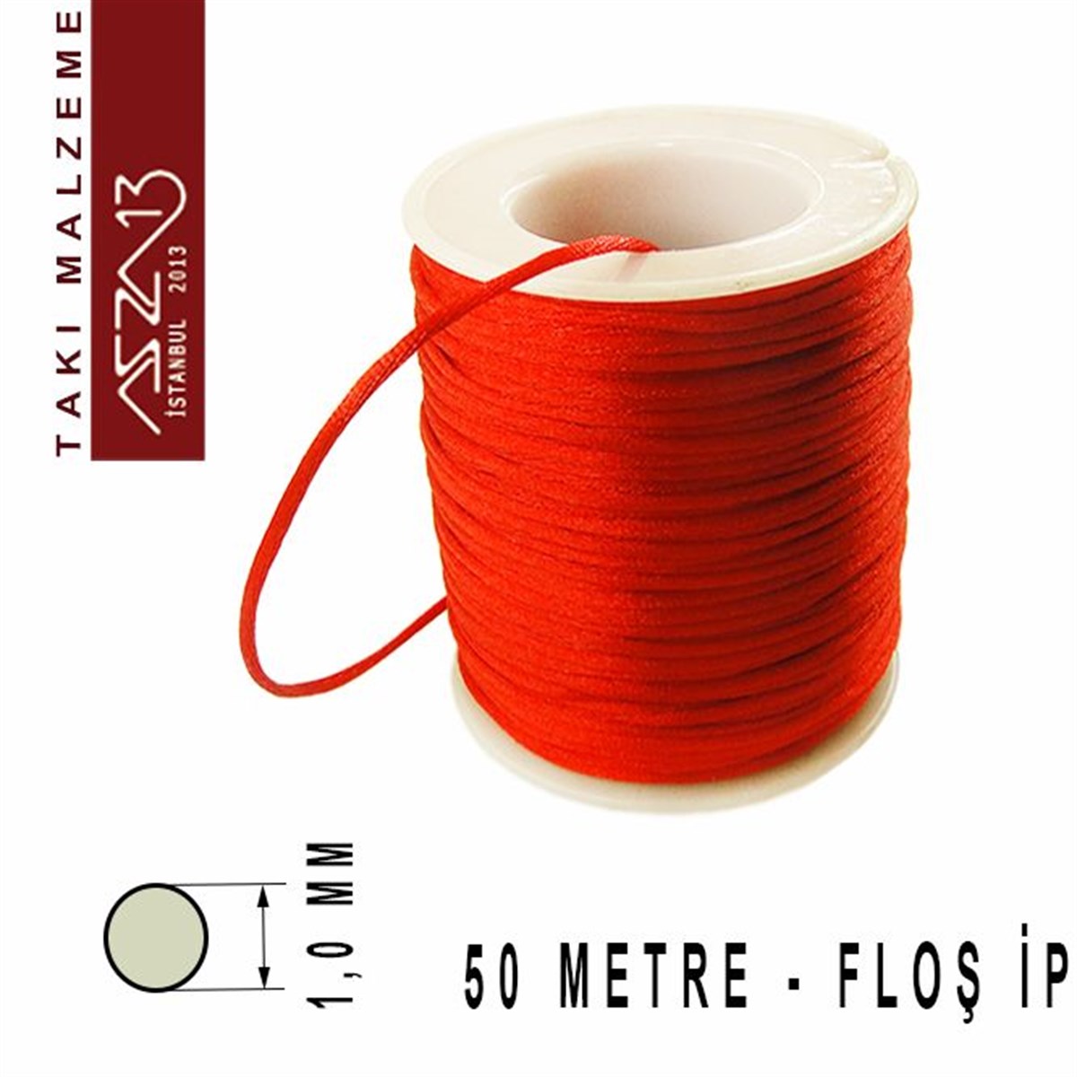 Floş İpler (Rattail Satin Cord)İp, Kordon, MisinaMarkasızKırmızı 1,00 mm Floş İp / Paket İçeriği 50 m