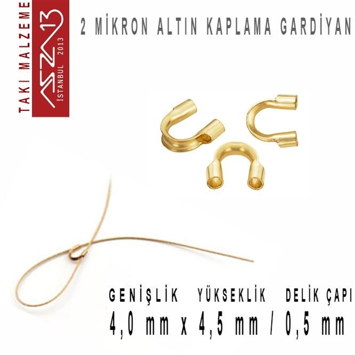Gardiyan, Wire ProtectorTAKI MALZEMEBeadSmithMikronize 14K Altın Kaplama, 4,0x4,5 mm (0.21'') Gardiyan / Paket İçeriği 10 Adet