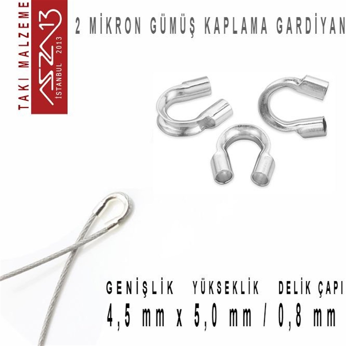Gardiyan, Wire ProtectorTAKI MALZEMEBeadSmithMikronize Gümüş Kaplama, 4,5x5,0 mm (0.31'') Gardiyan / Paket İçeriği 10 Adet