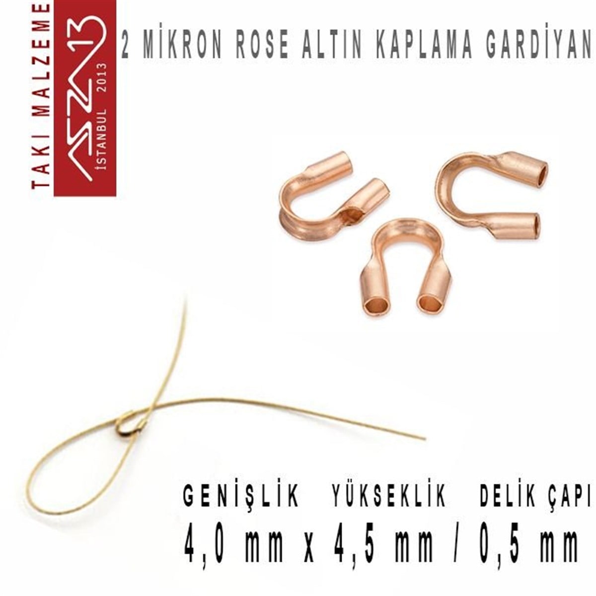 Gardiyan, Wire ProtectorTAKI MALZEMEBeadSmithMikronize Rose Altın Kaplama, 4,0x4,5 mm (0.21'') Gardiyan / Paket İçeriği 10 Adet