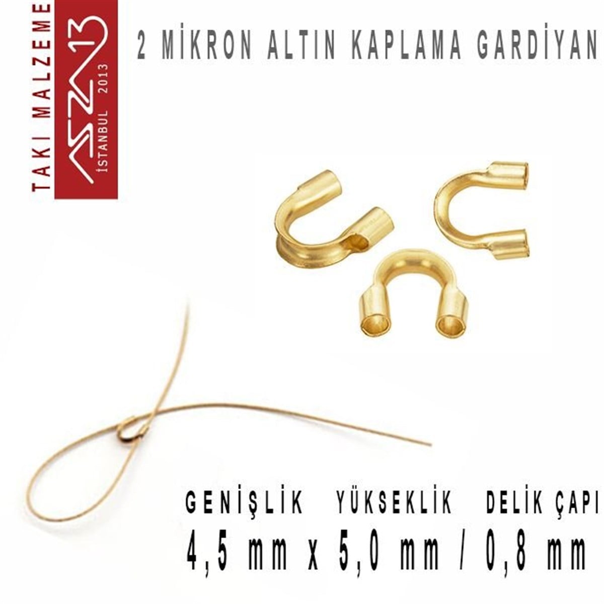 Gardiyan, Wire ProtectorTAKI MALZEMEBeadSmithMikronize 14K Altın Kaplama, 4,5x5,0 mm (0.31'') Gardiyan / Paket İçeriği 10 Adet