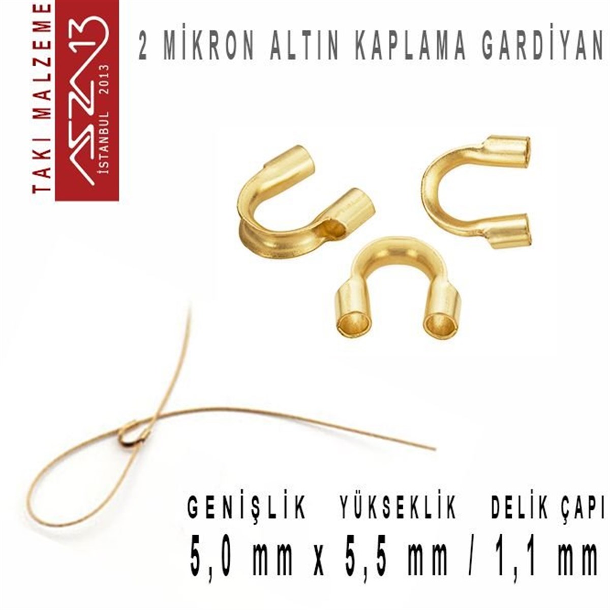 Gardiyan, Wire ProtectorTAKI MALZEMEBeadSmithMikronize 14K Altın Kaplama, 5,0x5,5 mm (0.45'') Gardiyan / Paket İçeriği 10 Adet