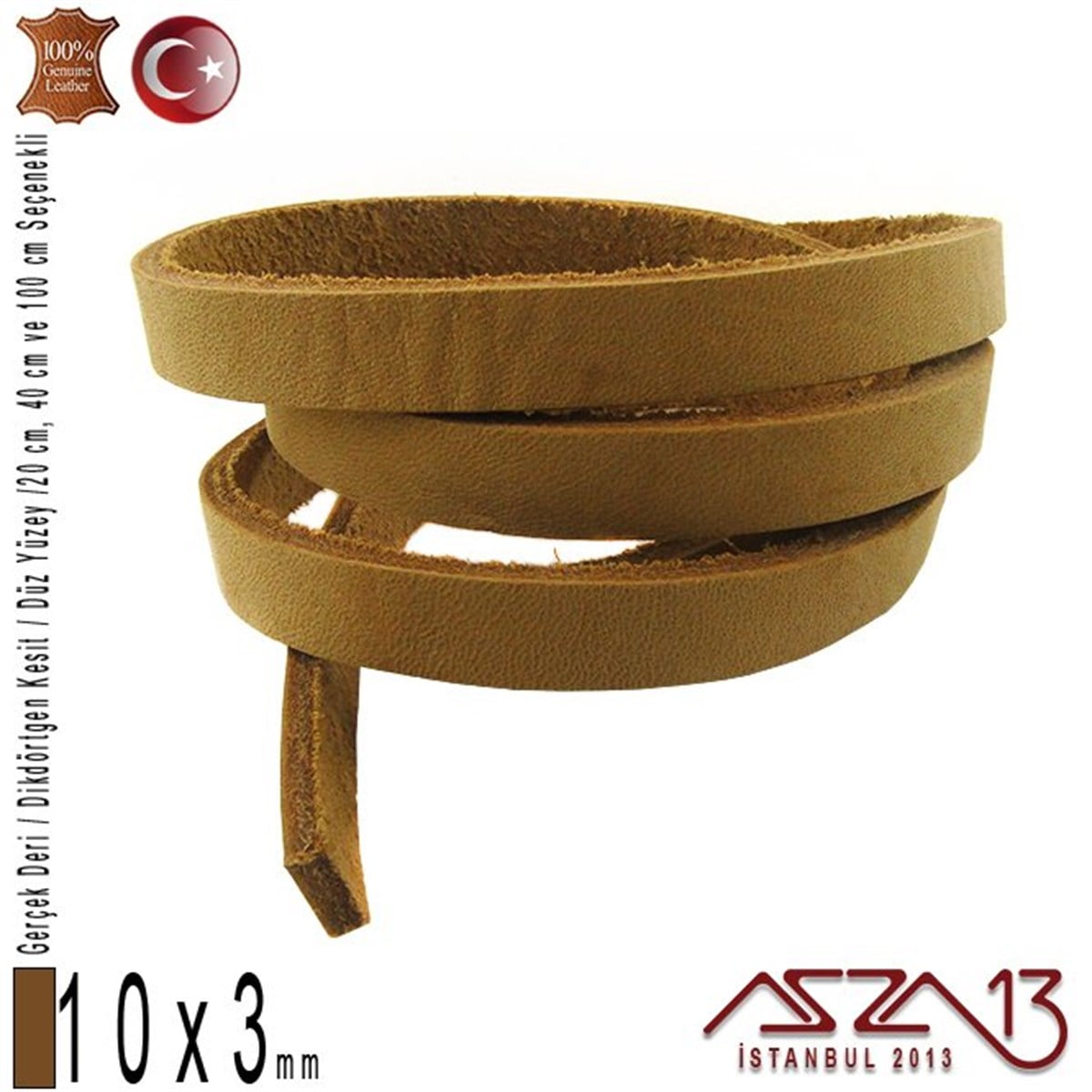 Gerçek Deri Kordon ve KayışlarTAKI MALZEMEMarkasızGerçek Deri - 10x3 mm - Açık Tan - Düz Yüzey - Dikdörtgen Kesit Kordon / 20 cm - 40 cm - 100 cm