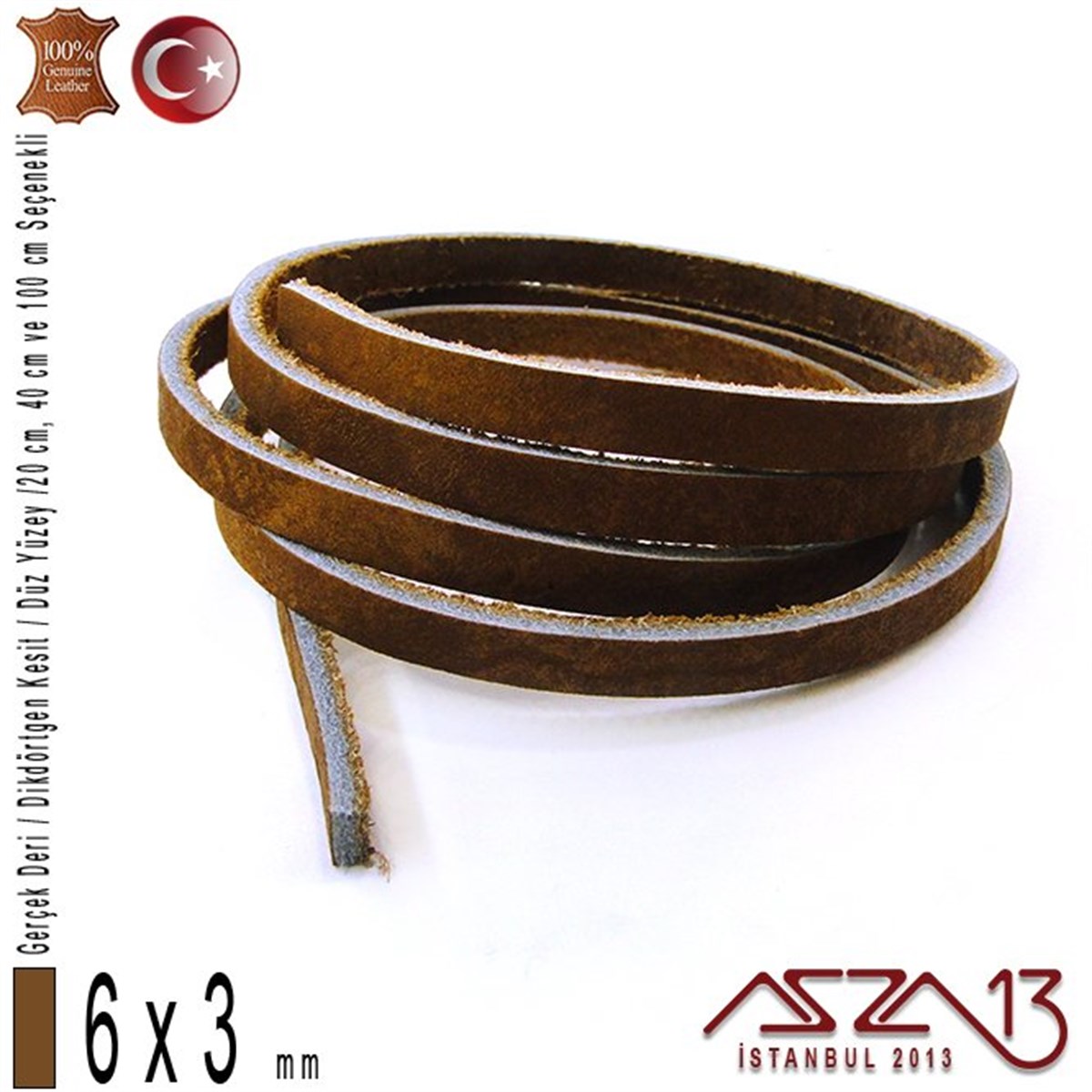 Gerçek Deri Kordon ve KayışlarTAKI MALZEMEMarkasızGerçek Deri - 6x3 mm - Antik Kahve - Düz Yüzey - Dikdörtgen Kesit Kordon / 20 cm - 40 cm - 100 cm