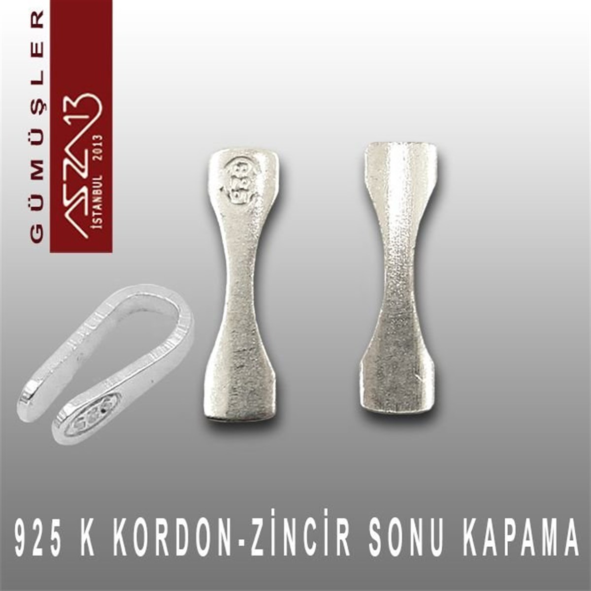 Gümüş Halka, Gümüş Top, Gümüş İğne, Gümüş KapamaGÜMÜŞazza13925 K Gümüş 17 mm Zincir-Kordon Sonu / Paket İçeriği 2 Adet