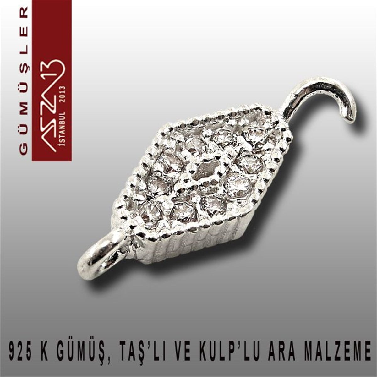 Gümüş Halka, Gümüş Top, Gümüş İğne, Gümüş KapamaGÜMÜŞazza13925 K Gümüş 16x7x/2 mm Çift Kulplu Ara Malzeme / Paket İçeriği 3 Adet