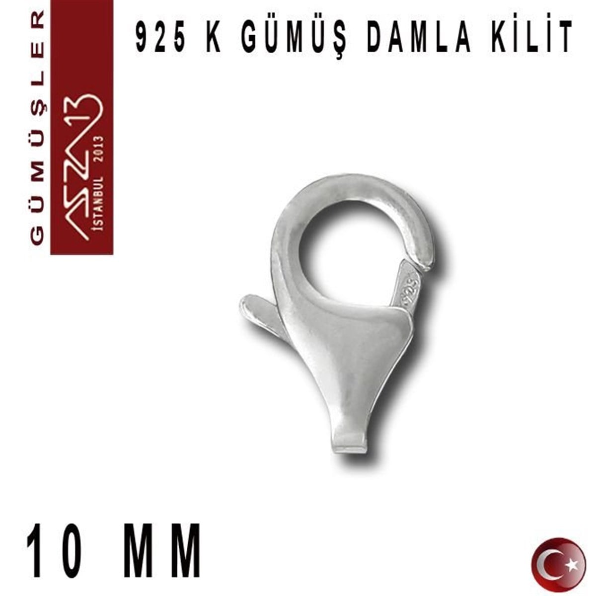 Gümüş Kilit, Gümüş Kanca, Gümüş KlipsGÜMÜŞMarkasız925 K Gümüş 10 mm Damla (Armut) Kilit / Paket İçeriği 1 Adet