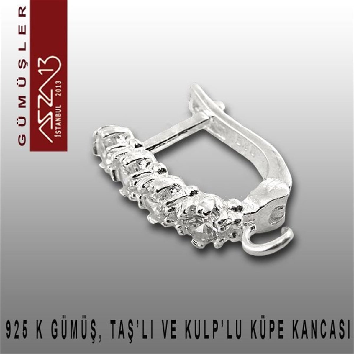Gümüş Kilit, Gümüş Kanca, Gümüş KlipsGÜMÜŞazza13925 K Gümüş, 18x12 mm Zirkon Taşlı Halka Küpe Kancası / Paket İçeriği 1 Çift