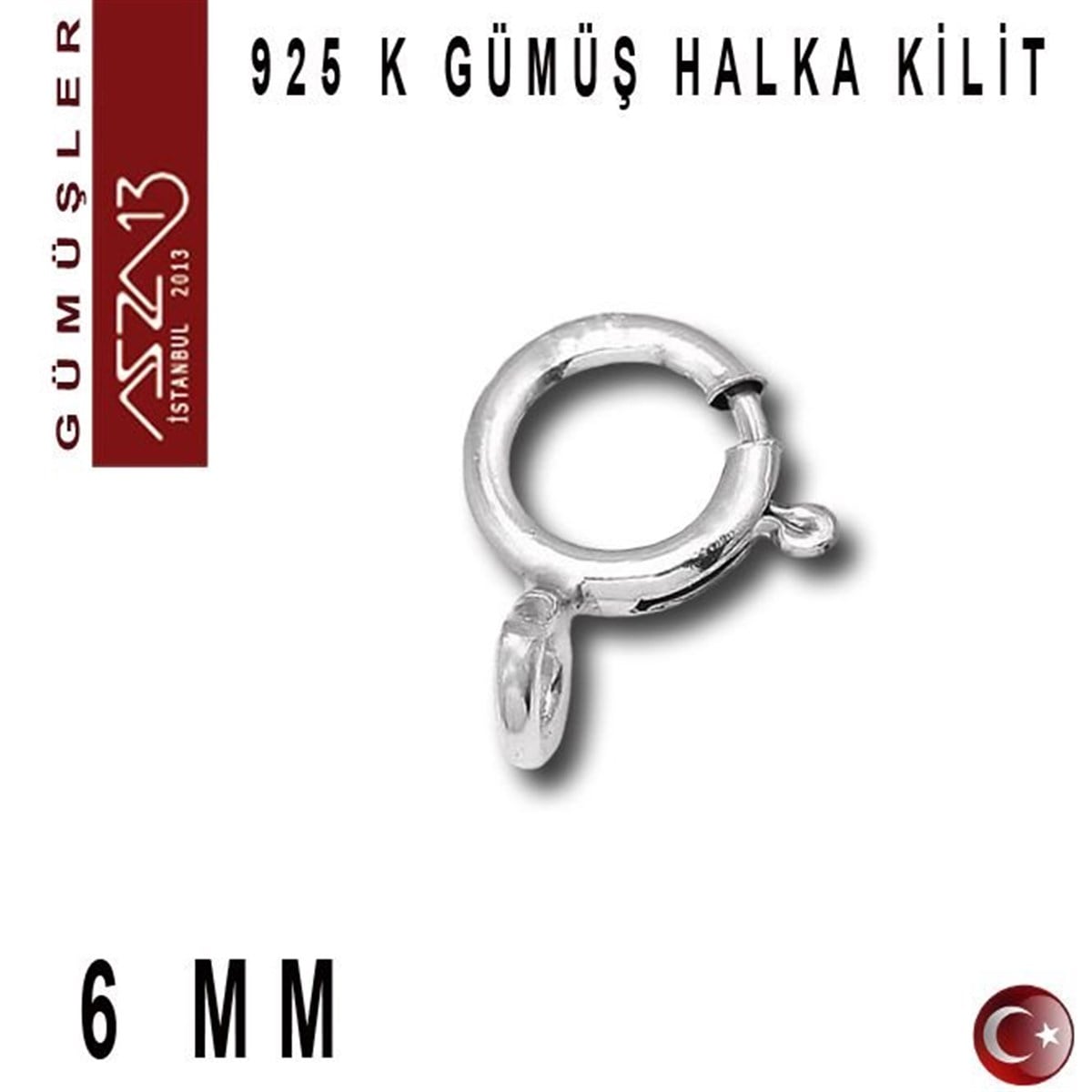 Gümüş Kilit, Kanca, KlipsGÜMÜŞMarkasız925 K Gümüş 6 mm Halka (Şarnel) Kilit / Paket İçeriği 5 Adet