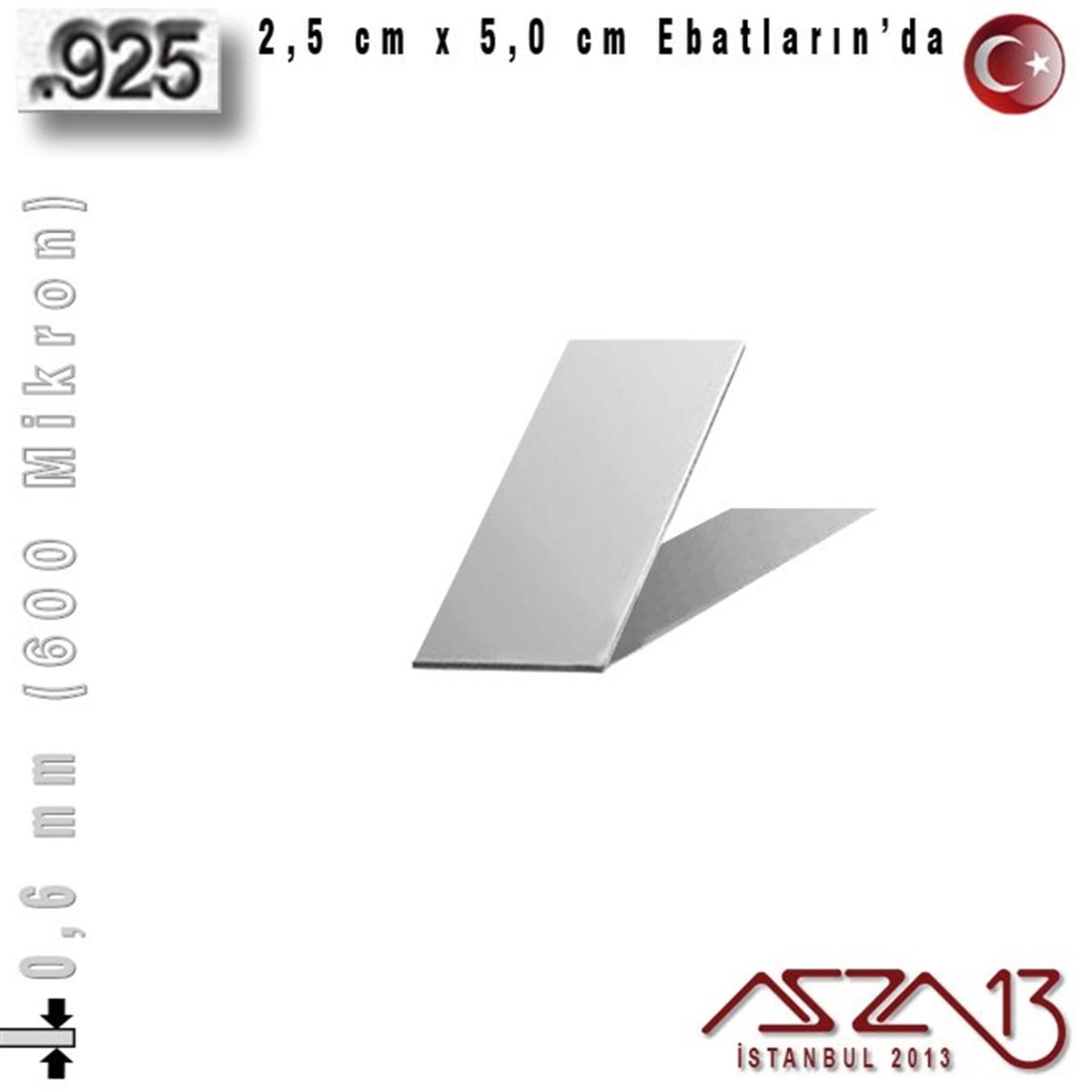 Gümüş Plaka (Astar)GÜMÜŞazza13925 Ayar - 0,6 mm (600 Mikron) Kalınlıkta Gümüş Plaka - 2,5 cm / 5,0 cm Ebatlarında