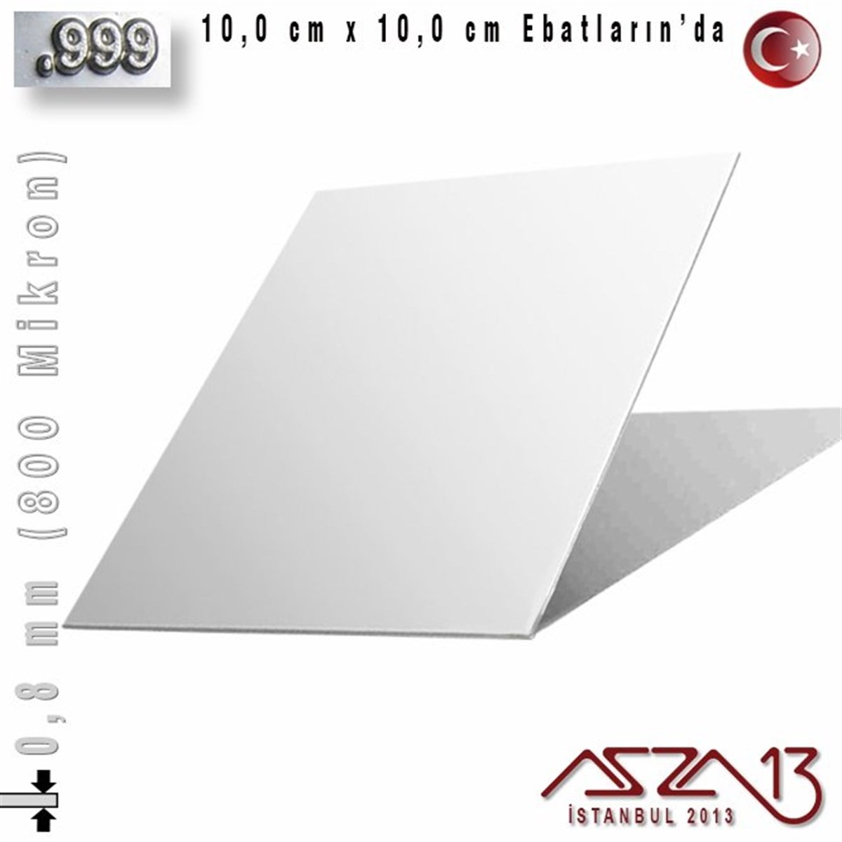 Gümüş Plaka (Astar)GÜMÜŞazza13999 Ayar - 0,8 mm (800 Mikron) Kalınlıkta Gümüş Plaka - 10,0 cm / 10,0 cm Ebatlarında