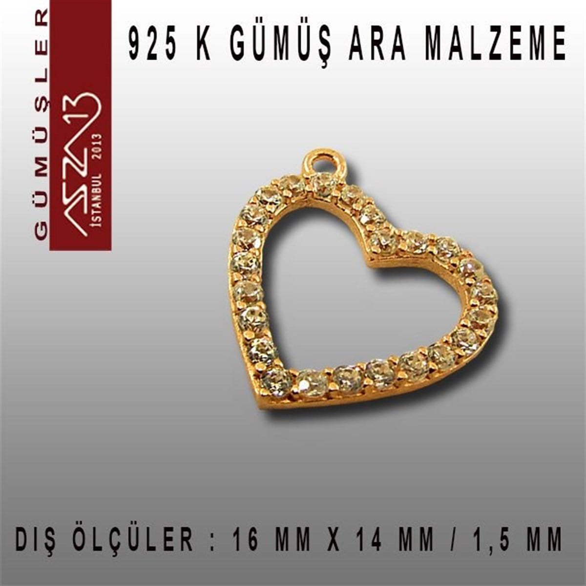 Gümüş Taşlı Döküm Ara MalzemelerGÜMÜŞazza13925 K Gümüş, Rose Altın Kaplama Kalp,Taşlı Ara Malzeme / Paket İçeriği 1 Adet