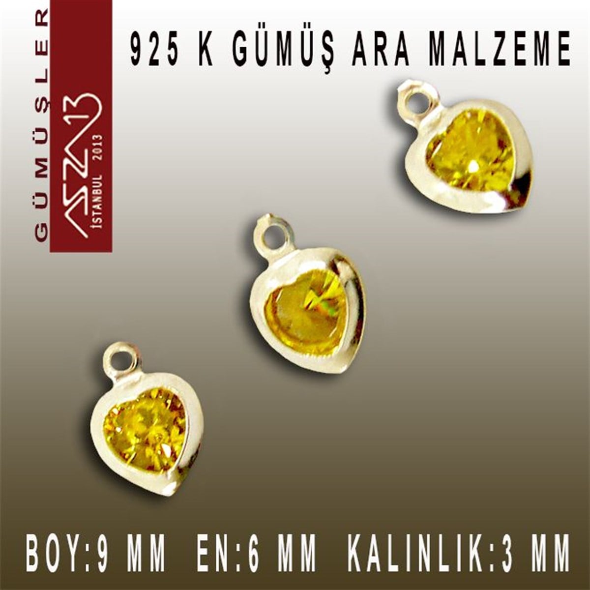 Gümüş Taşlı Döküm Ara MalzemelerGÜMÜŞMarkasız925 K Gümüş, Kalp, Topaz Zirkon Taşlı, Tek Kulplu Ara Malzeme / Paket İçeriği 3 Adet
