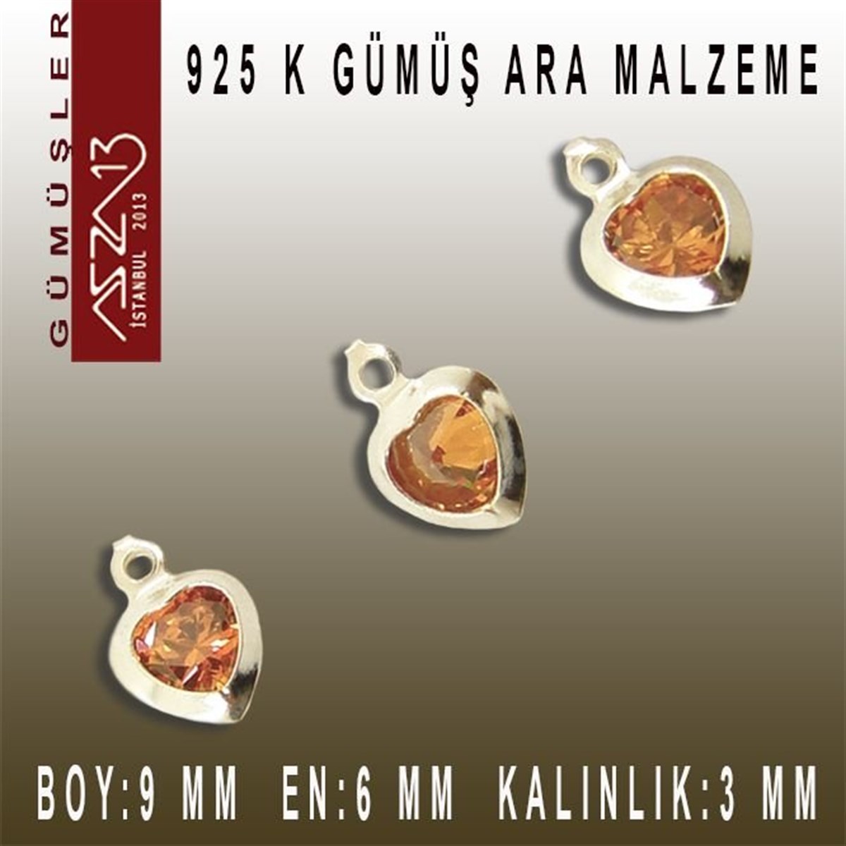 Gümüş Taşlı Döküm Ara MalzemelerGÜMÜŞMarkasız925 K Gümüş, Kalp, Magma Zirkon Taşlı, Tek Kulplu Ara Malzeme / Paket İçeriği 3 Adet