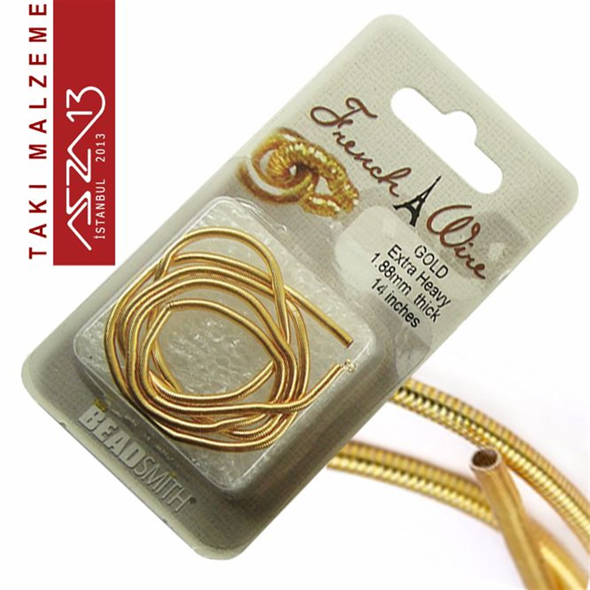 İçi Boş Tel, French WireTAKI MALZEMEBeadSmith22K Altın Kaplama, 1,8 mm İçi Boş Metal Tel / French Wire / Paket İçeriği 35 cm