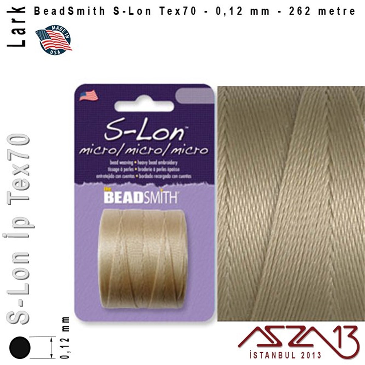 İpler, Kordonlar, Misinalarİp, Kordon, MisinaBeadSmithS-Lon Tex70 Micro - Lark - Sarıyeşil - 0,12 mm Kalınlıkta İp / 262 metre