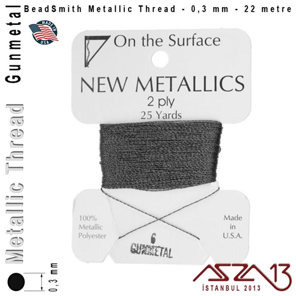 İpler, Kordonlar, MisinalarTAKI MALZEMEBeadSmithMetalik İp - Gunmetal - Siyah Rodaj - 0,30 mm Kalınlıkta İp / 22 metre