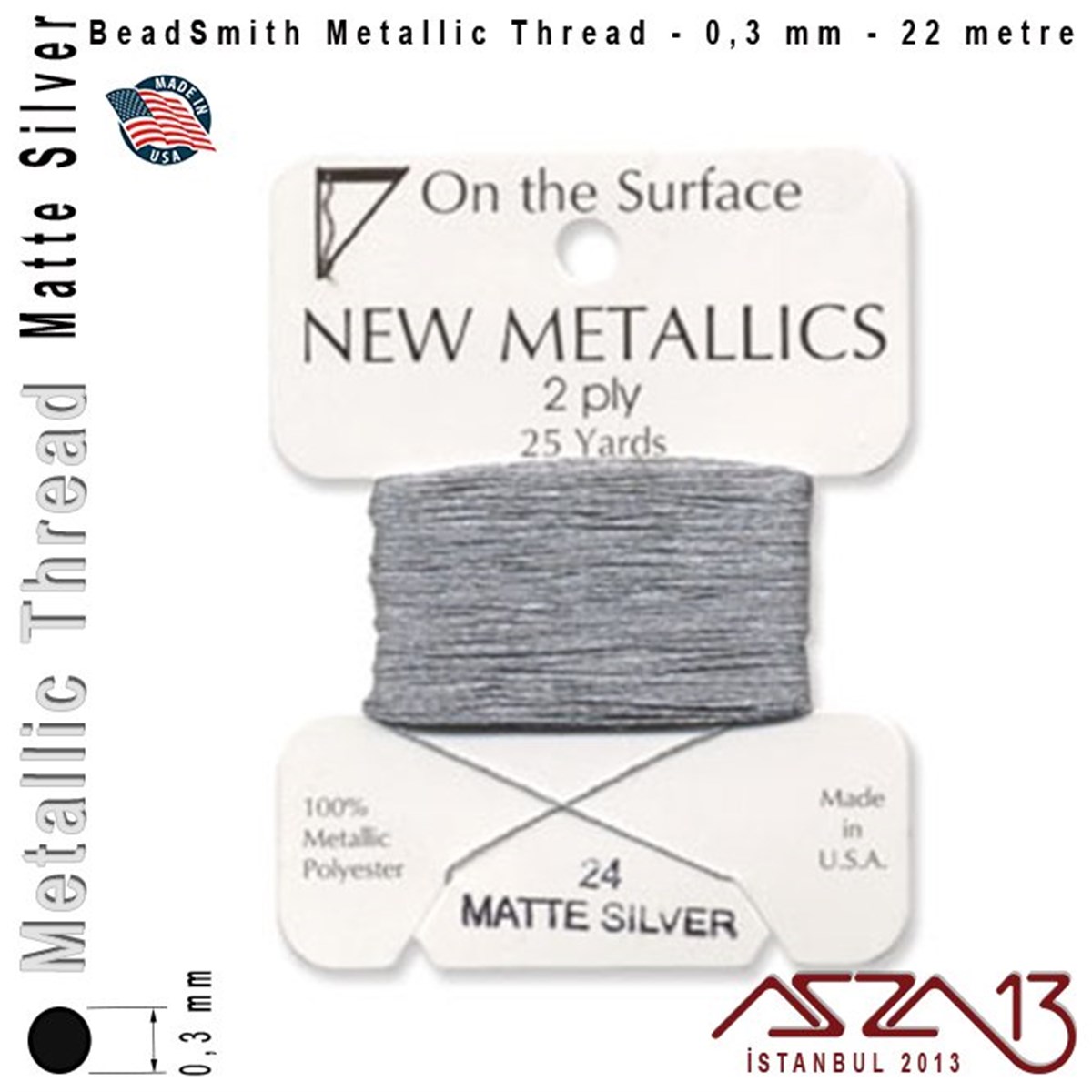İpler, Kordonlar, MisinalarTAKI MALZEMEBeadSmithMetalik İp - Matte Silver - Mat Gümüş - 0,30 mm Kalınlıkta İp / 22 metre