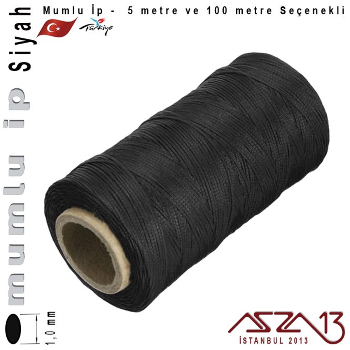 İpler, Kordonlar, MisinalarTAKI MALZEMEKord İplikMG Black, Megafil Extra Mumlu İp - 1,0 mm Kalınlıkta / 5 veya 100 metre